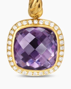 Albion® Drop Earrings 18K Yellow Gold with Amethyst and Diamonds, 10mm