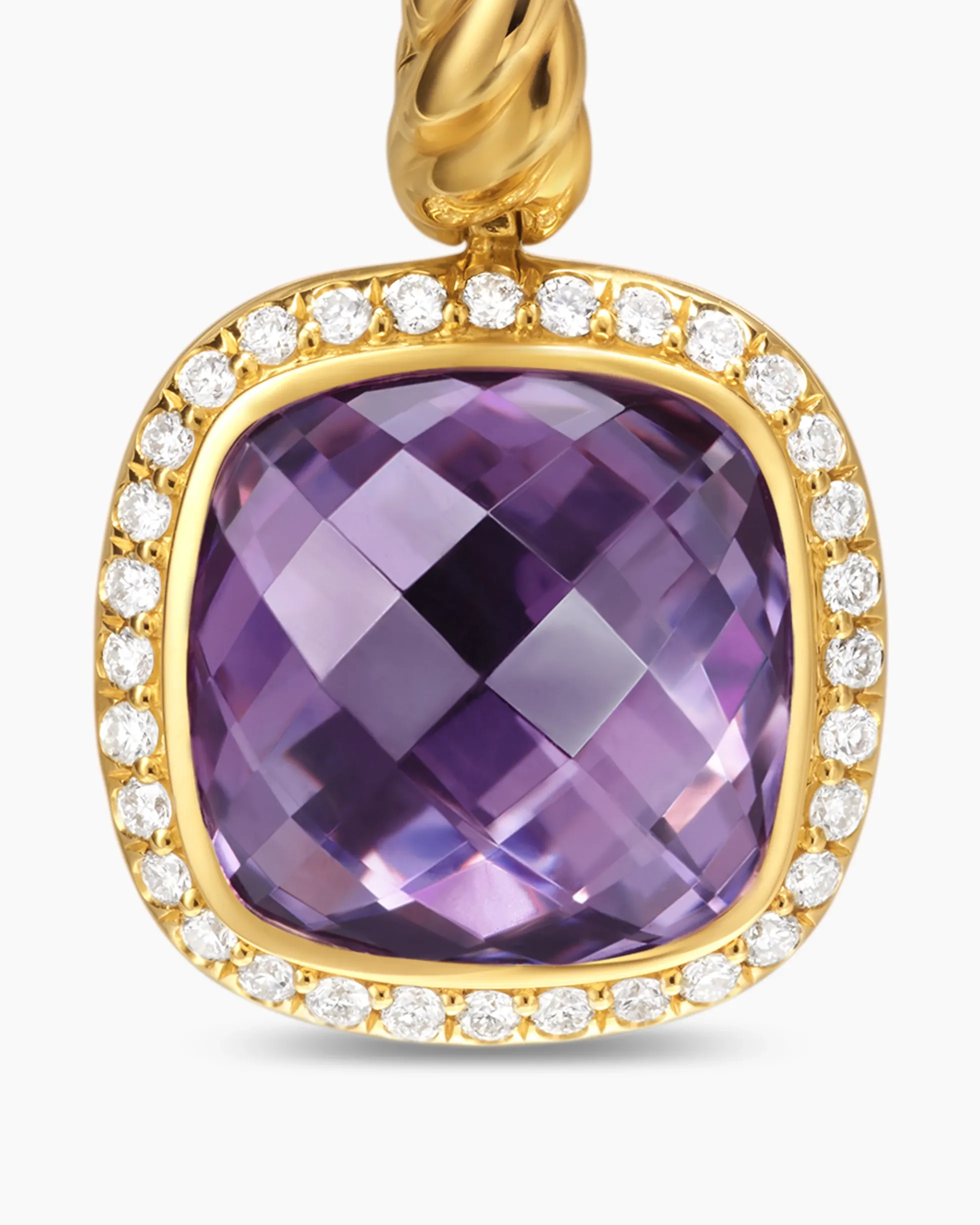Albion® Drop Earrings 18K Yellow Gold with Amethyst and Diamonds, 10mm