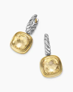 Albion® Drop Earrings Sterling Silver with 18K Yellow Gold and Champagne Citrine, 10mm