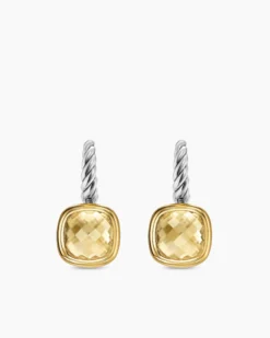 Albion® Drop Earrings Sterling Silver with 18K Yellow Gold and Champagne Citrine, 10mm