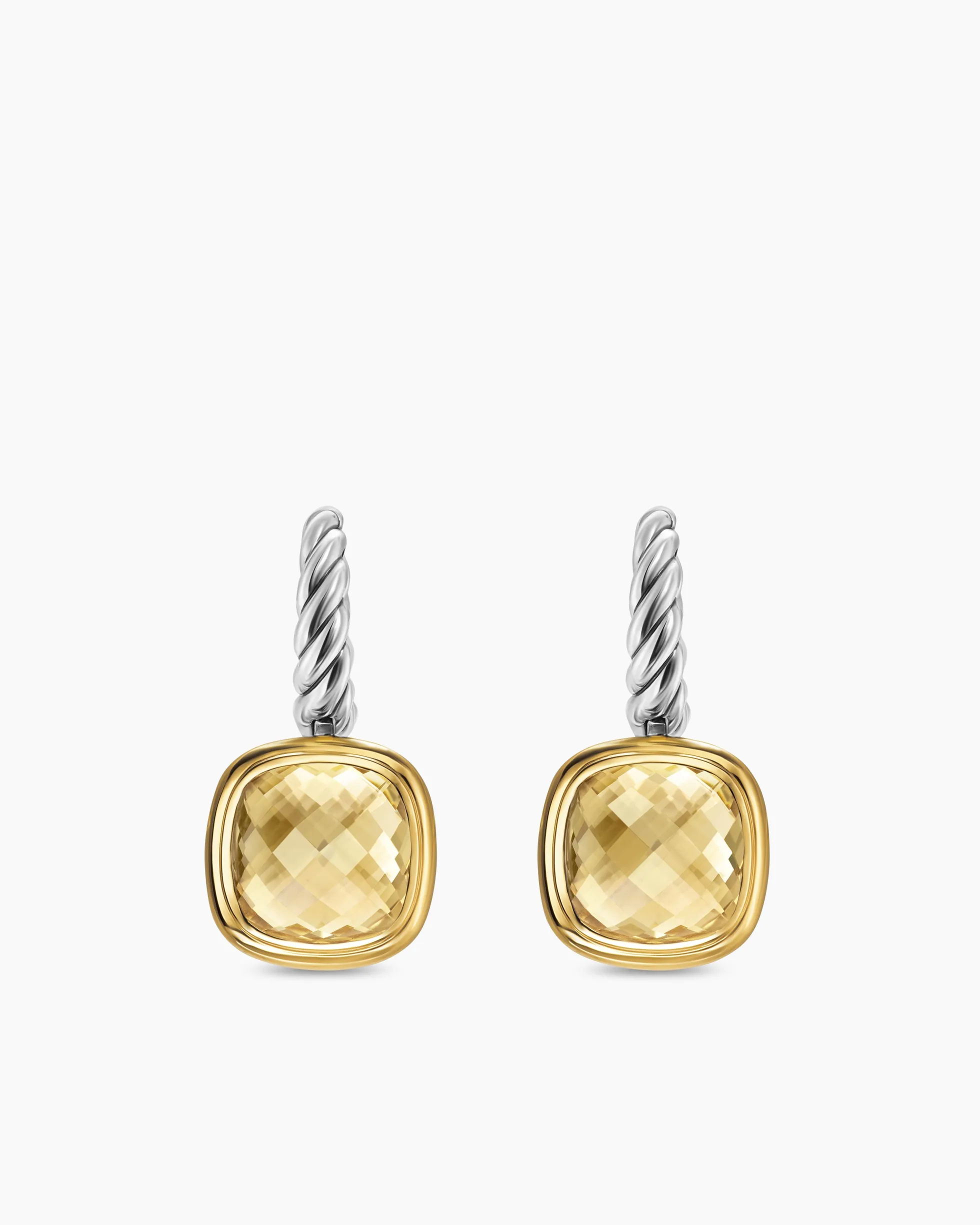 Albion® Drop Earrings Sterling Silver with 18K Yellow Gold and Champagne Citrine, 10mm