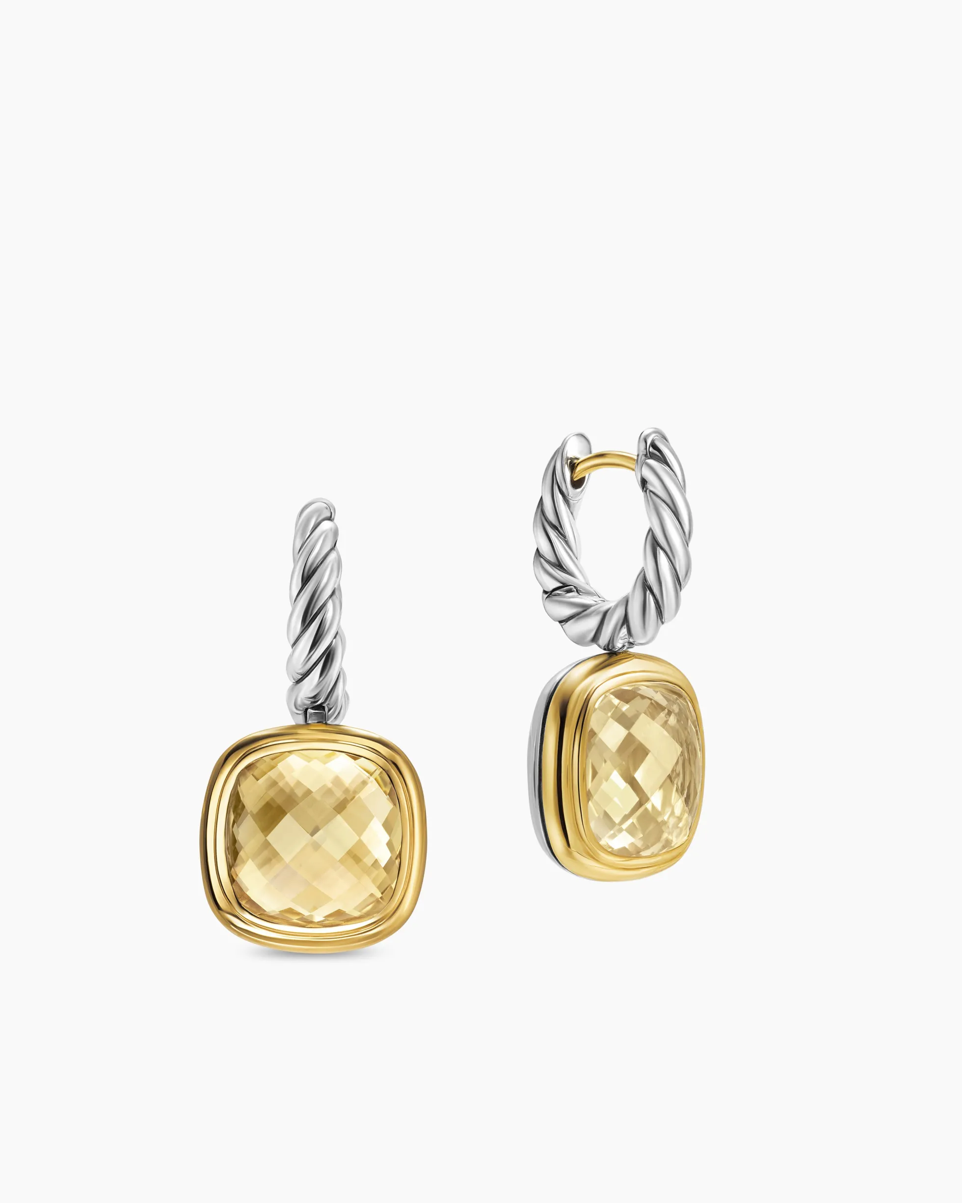 Albion® Drop Earrings Sterling Silver with 18K Yellow Gold and Champagne Citrine, 10mm