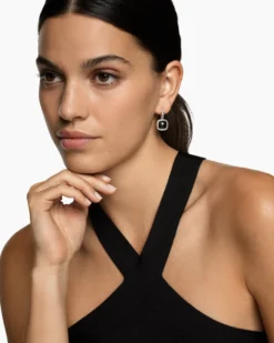 Albion® Drop Earrings Sterling Silver with Black Onyx and Diamonds, 10mm