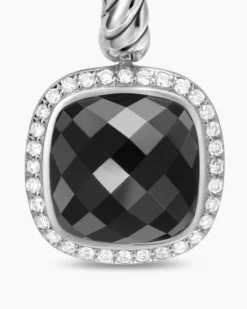 Albion® Drop Earrings Sterling Silver with Black Onyx and Diamonds, 10mm