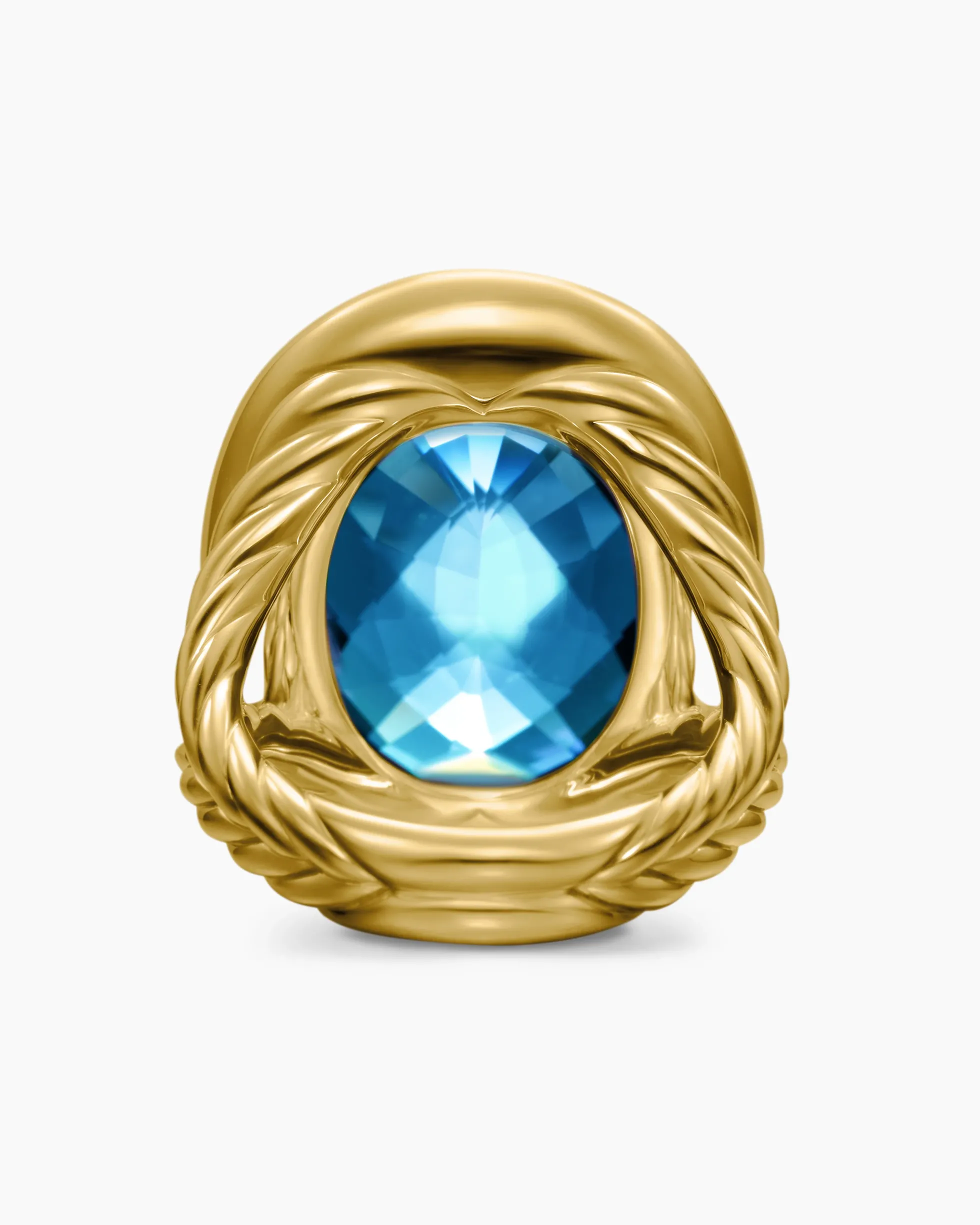 Albion® Oval Ring 18K Yellow Gold with Hampton Blue Topaz and Diamonds, 21mm