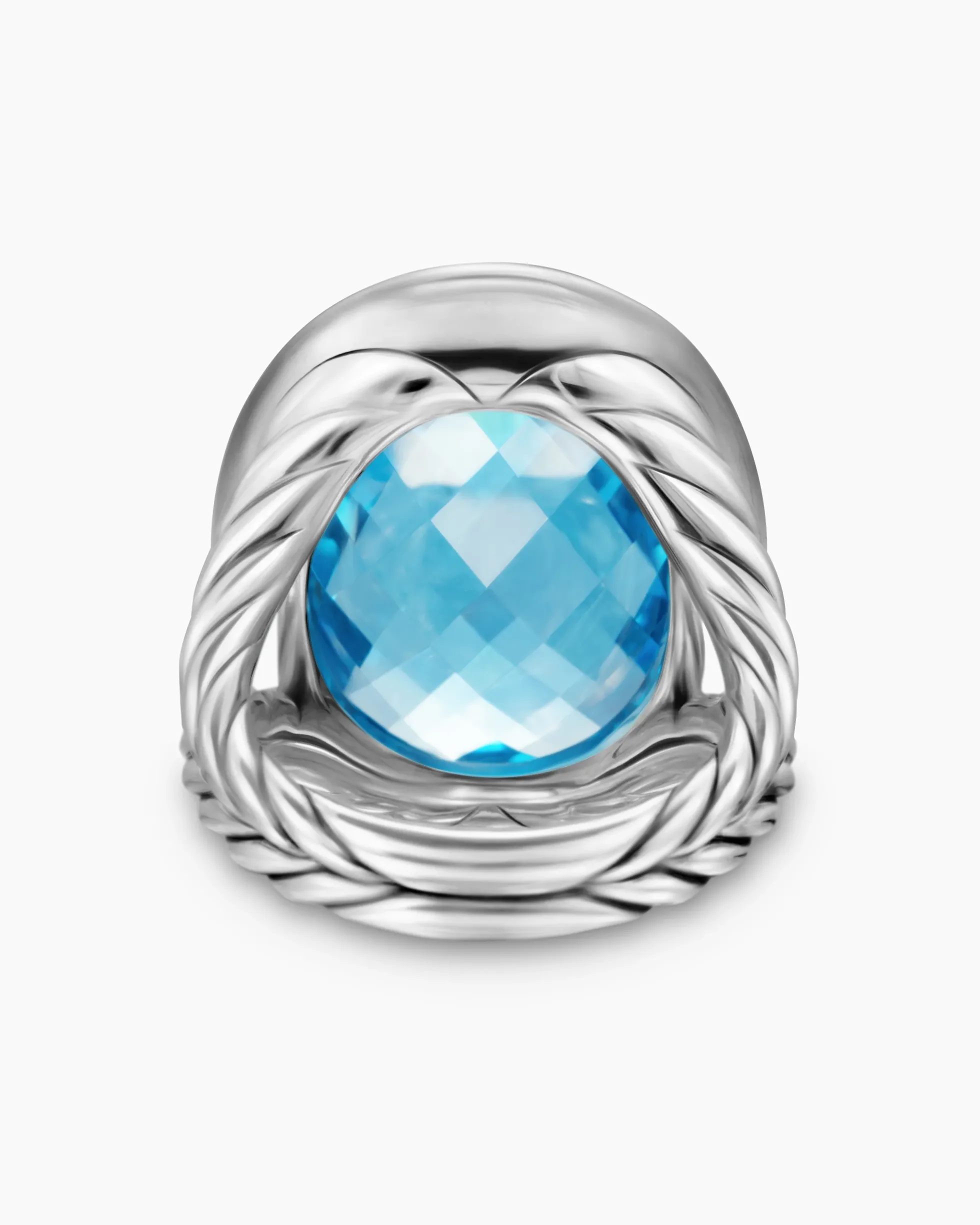 Albion® Oval Ring Sterling Silver with Blue Topaz and Diamonds, 21mm