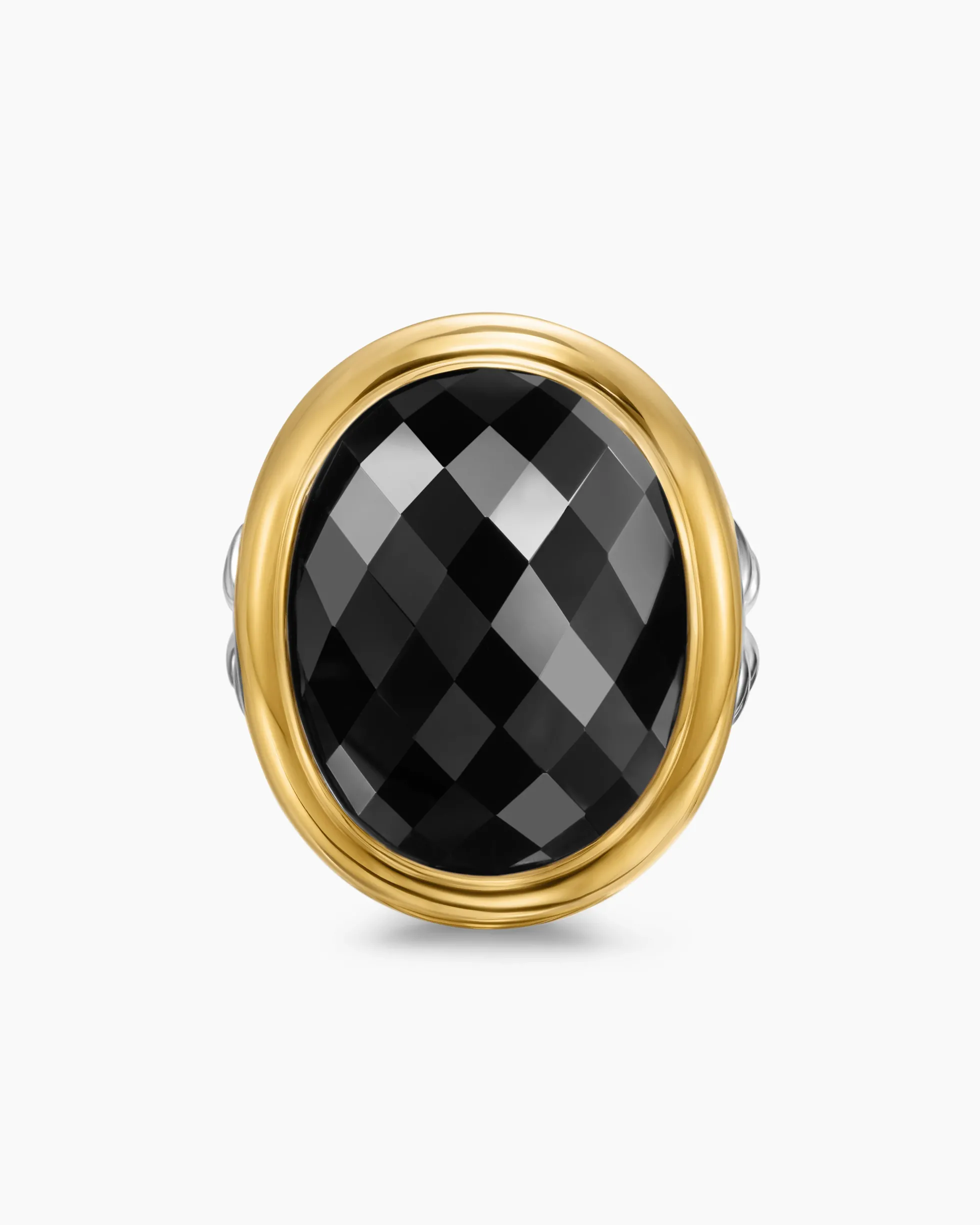 Albion® Oval Ring Sterling Silver with 18K Yellow Gold and Black Onyx, 21mm