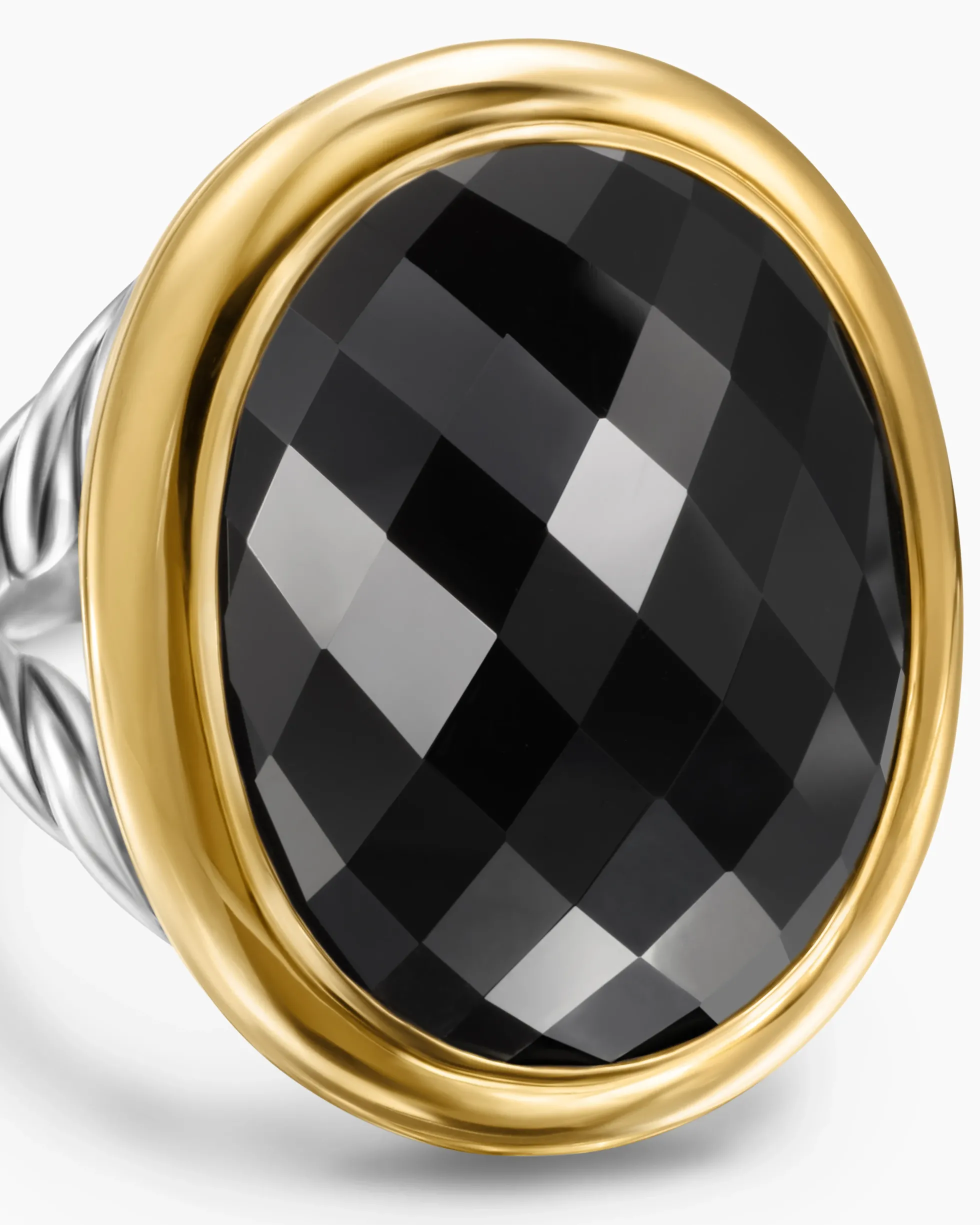 Albion® Oval Ring Sterling Silver with 18K Yellow Gold and Black Onyx, 21mm