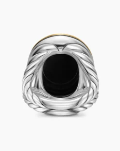 Albion® Oval Ring Sterling Silver with 18K Yellow Gold and Black Onyx, 21mm