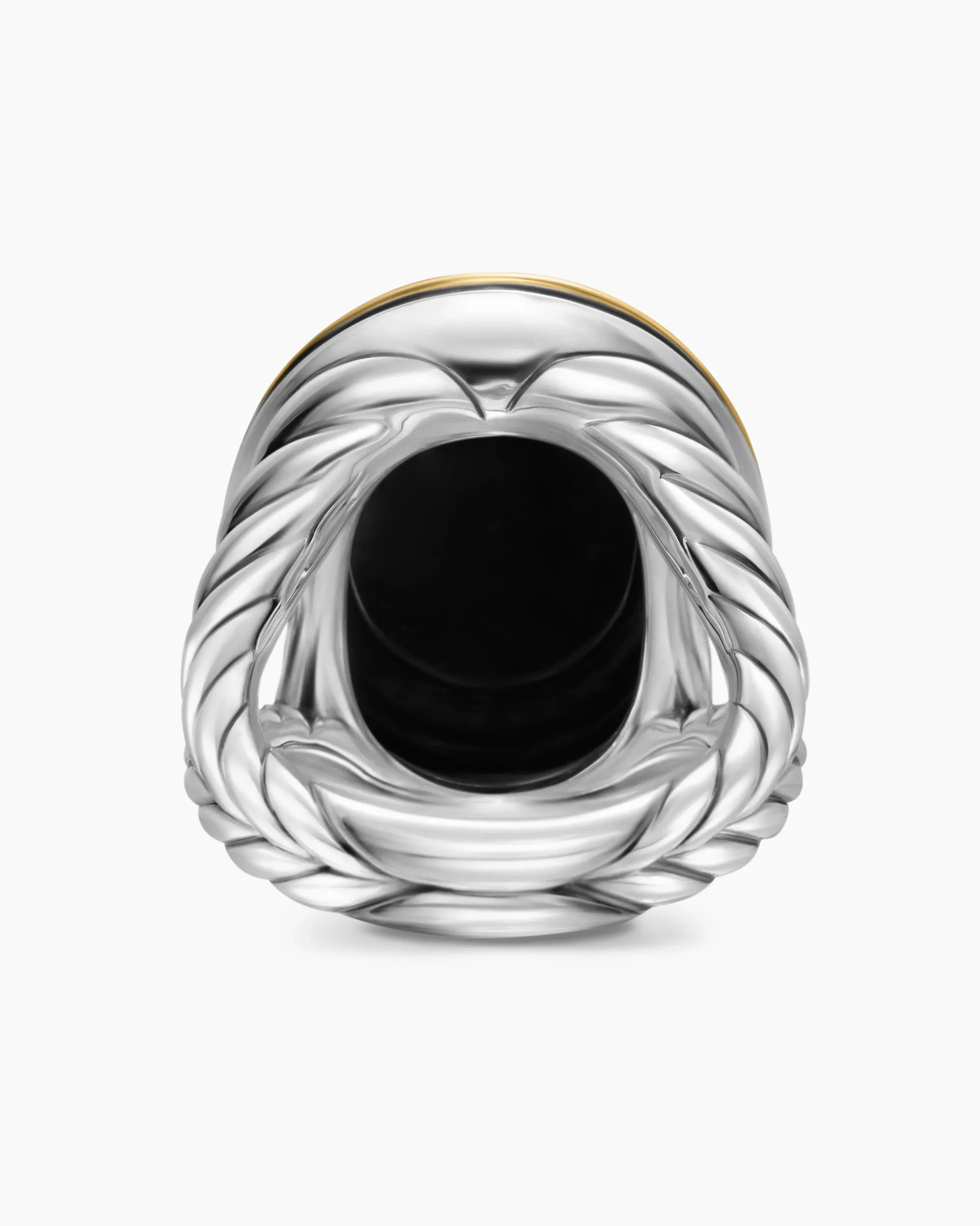 Albion® Oval Ring Sterling Silver with 18K Yellow Gold and Black Onyx, 21mm