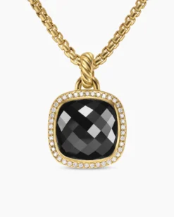 Albion® Pendant 18K Yellow Gold with Black Onyx and Diamonds, 15mm