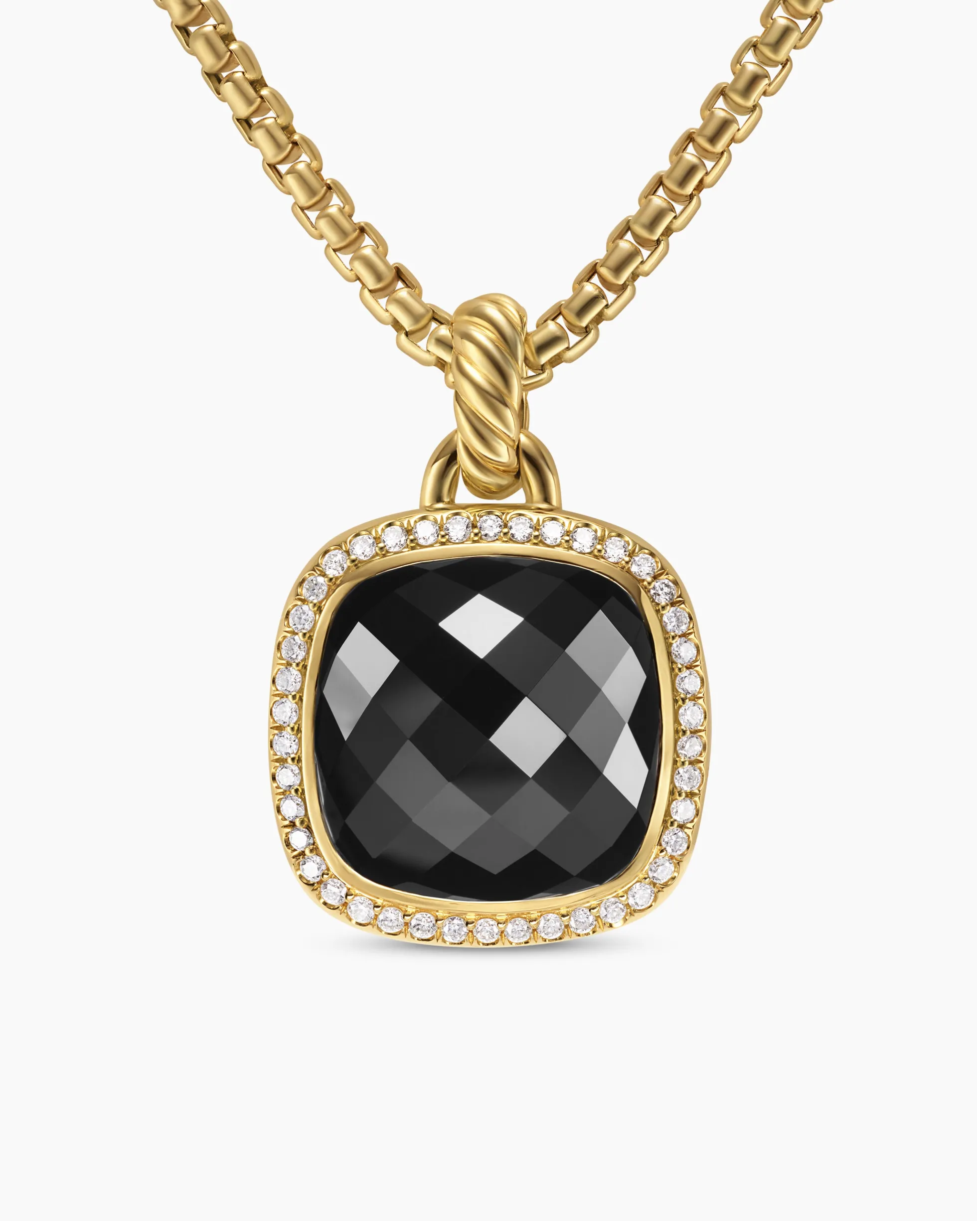 Albion® Pendant 18K Yellow Gold with Black Onyx and Diamonds, 15mm