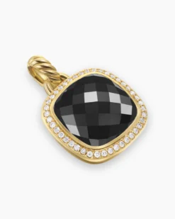 Albion® Pendant 18K Yellow Gold with Black Onyx and Diamonds, 15mm