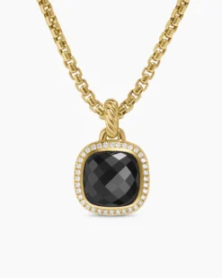 Albion® Pendant 18K Yellow Gold with Black Onyx and Diamonds, 11mm