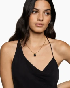 Albion® Pendant 18K Yellow Gold with Black Onyx and Diamonds, 11mm