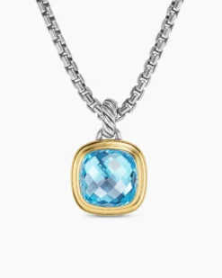 Albion® Pendant Sterling Silver with 18K Yellow Gold and Blue Topaz, 11mm