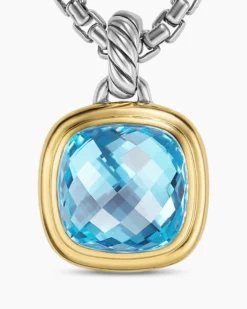 Albion® Pendant Sterling Silver with 18K Yellow Gold and Blue Topaz, 11mm
