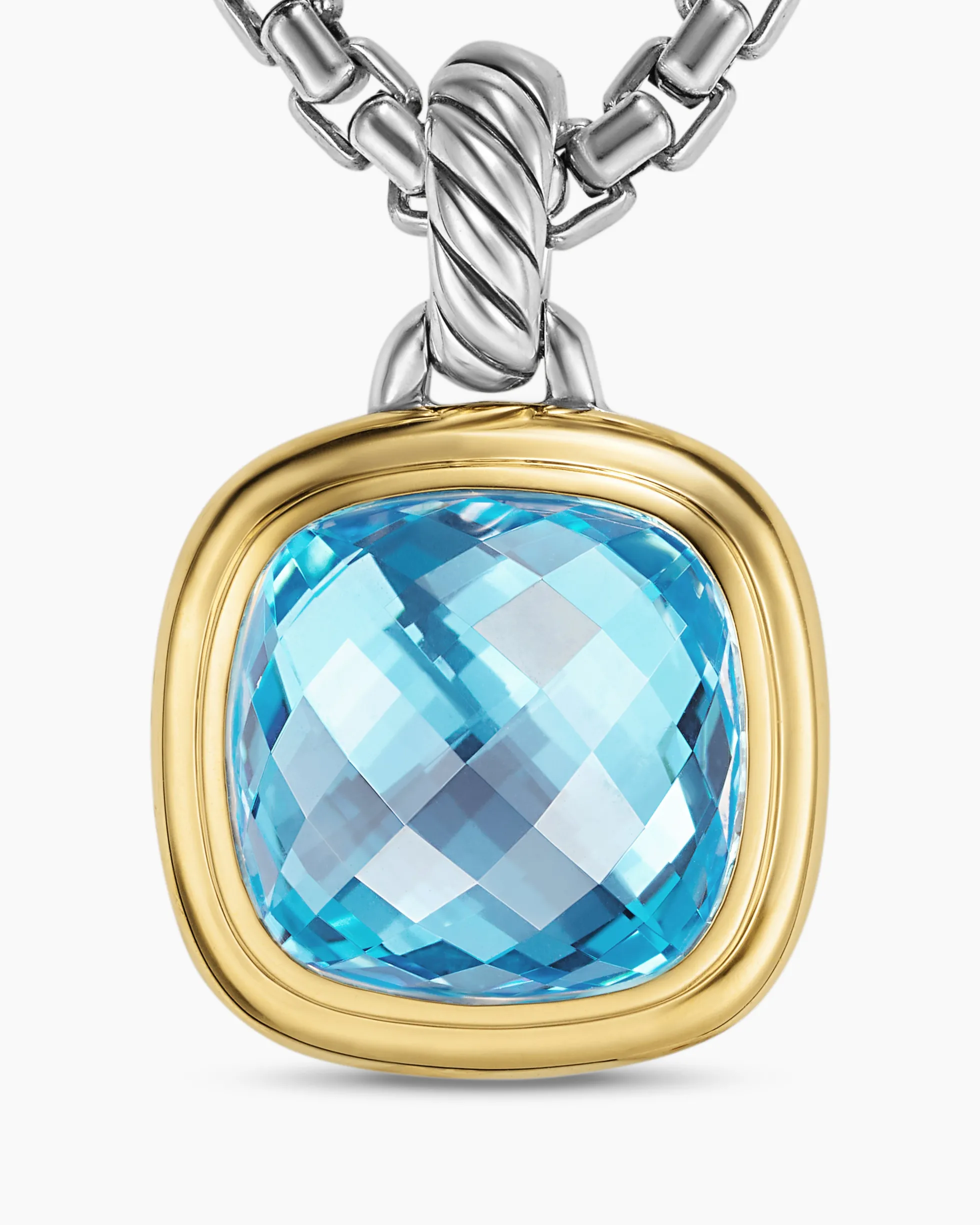 Albion® Pendant Sterling Silver with 18K Yellow Gold and Blue Topaz, 11mm