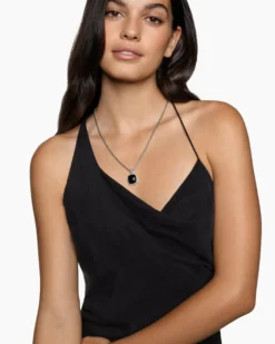 Albion® Pendant Sterling Silver with Black Onyx and Diamonds, 15mm