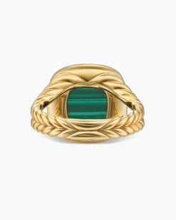 Albion® Ring 18K Yellow Gold with Malachite and Diamonds, 11mm