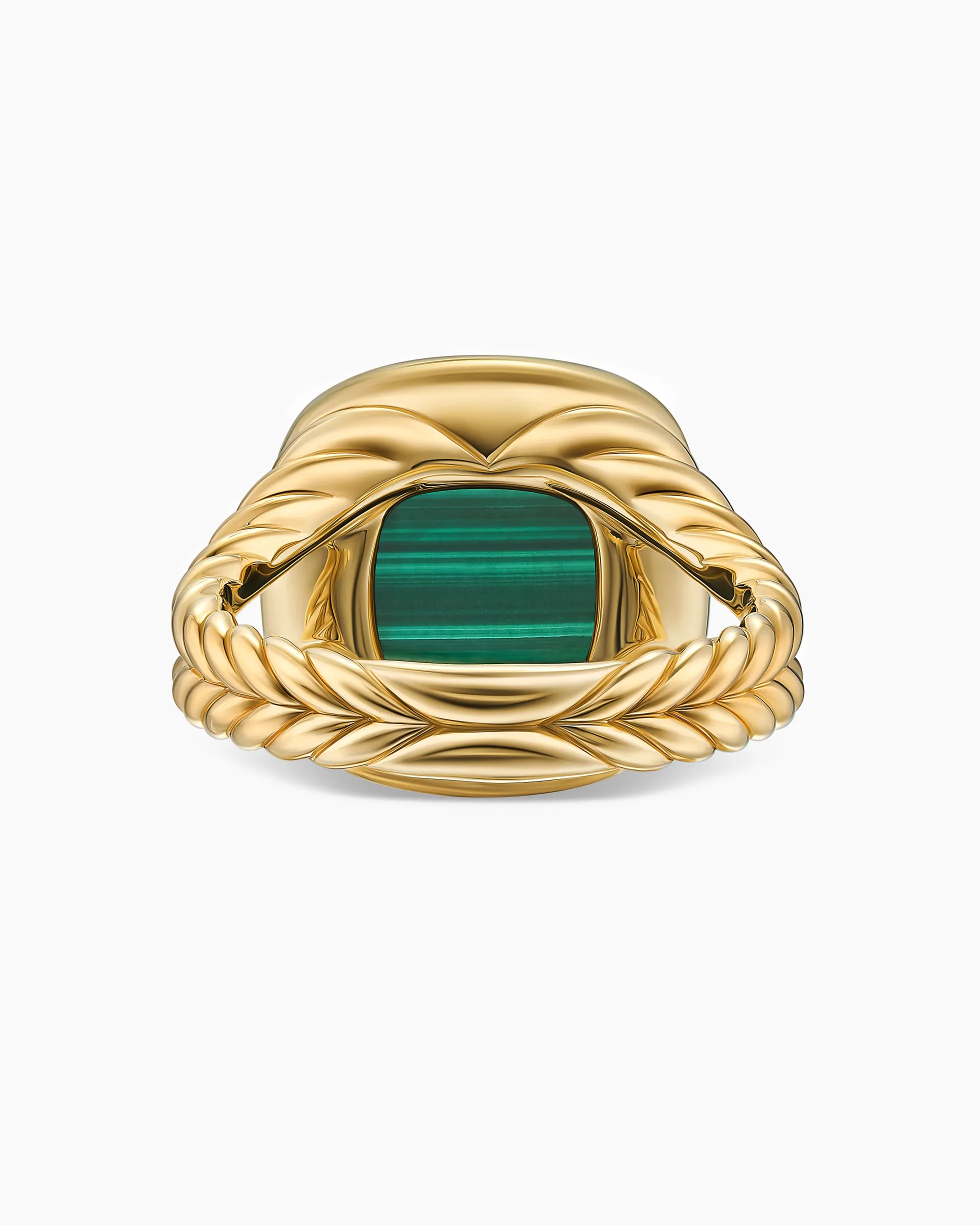 Albion® Ring 18K Yellow Gold with Malachite and Diamonds, 11mm