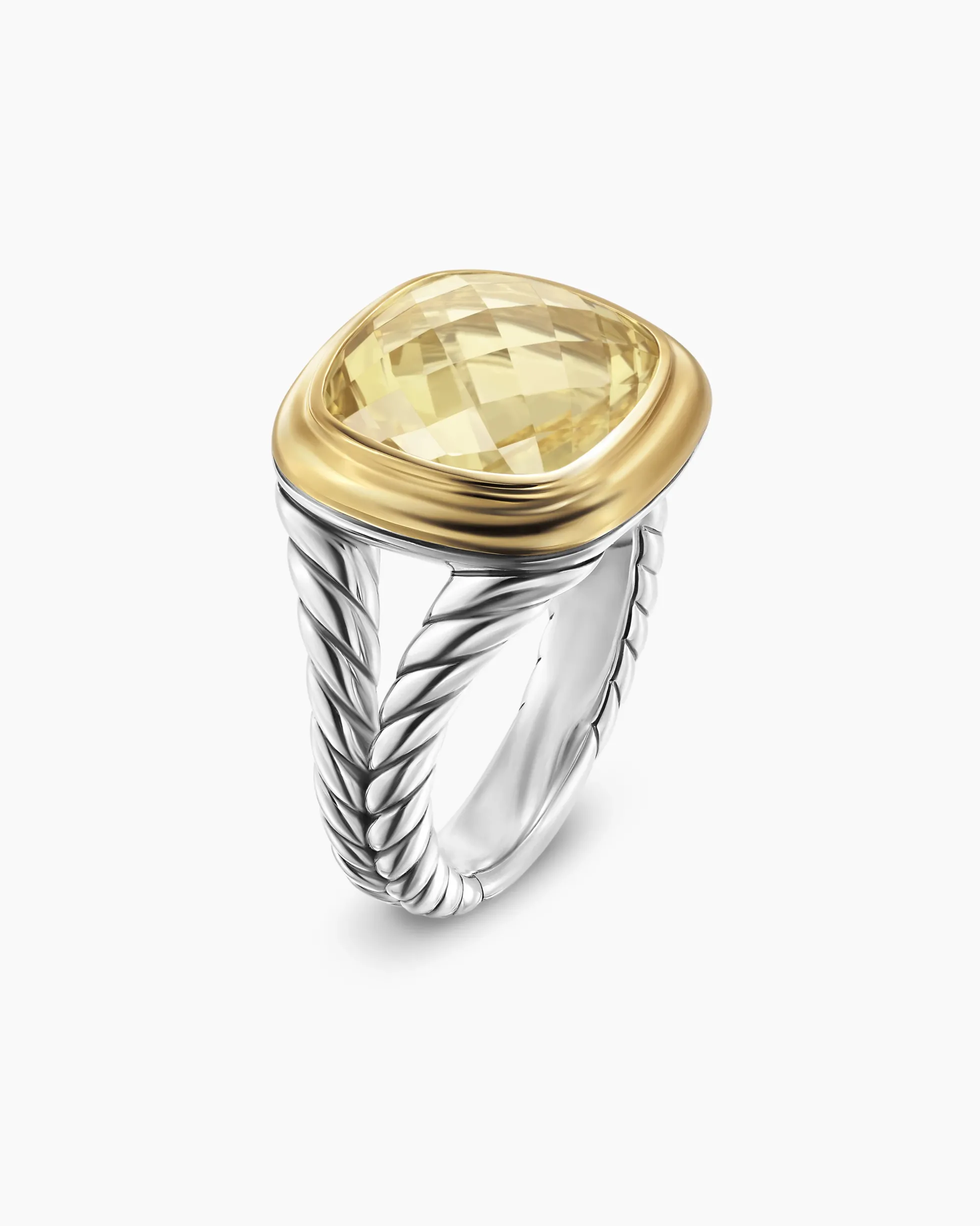 Albion® Ring Sterling Silver with 18K Yellow Gold and Champagne Citrine, 11mm