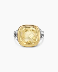 Albion® Ring Sterling Silver with 18K Yellow Gold and Champagne Citrine, 11mm