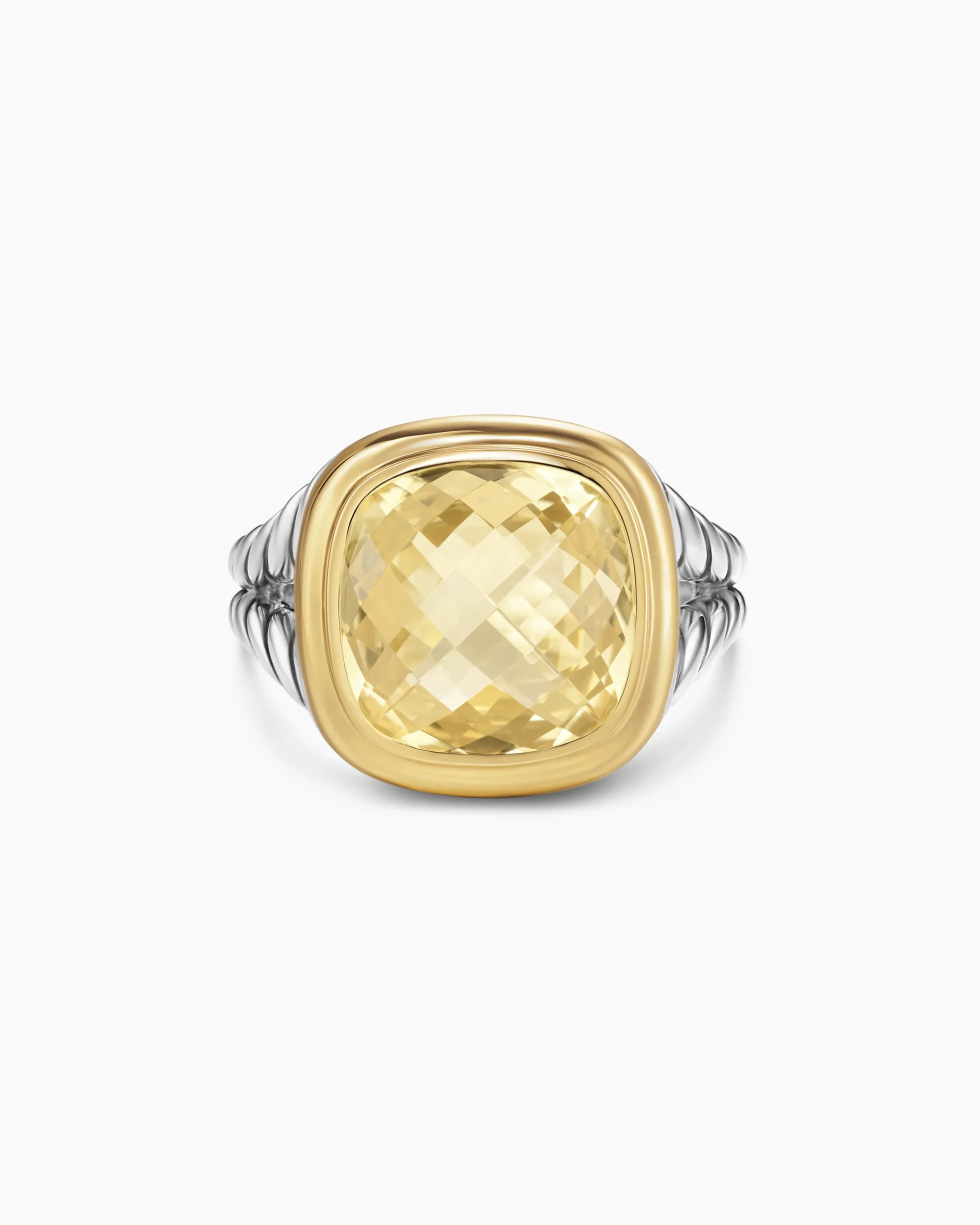 Albion® Ring Sterling Silver with 18K Yellow Gold and Champagne Citrine, 11mm