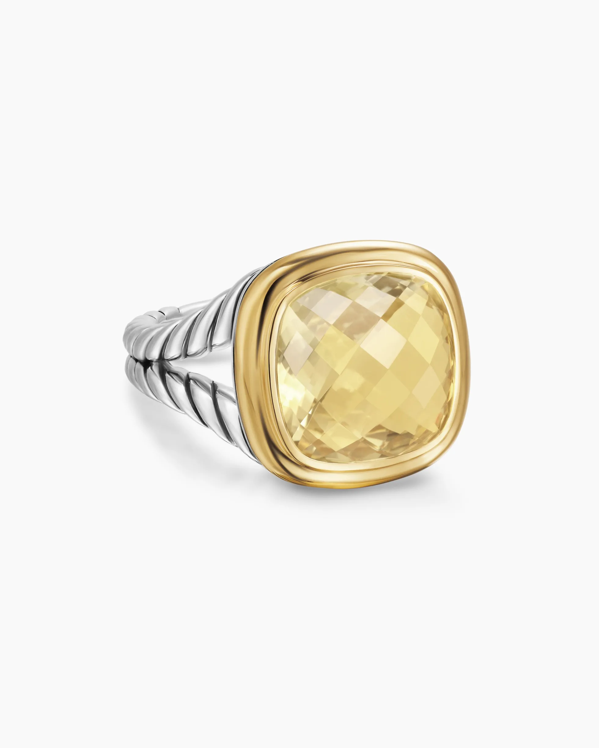Albion® Ring Sterling Silver with 18K Yellow Gold and Champagne Citrine, 11mm