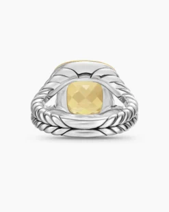 Albion® Ring Sterling Silver with 18K Yellow Gold and Champagne Citrine, 11mm