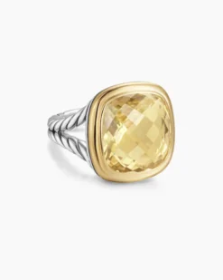 Albion® Ring Sterling Silver with 18K Yellow Gold and Champagne Citrine, 15mm