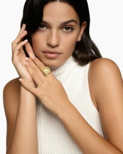 Albion® Ring Sterling Silver with 18K Yellow Gold and Champagne Citrine, 15mm