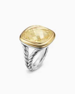 Albion® Ring Sterling Silver with 18K Yellow Gold and Champagne Citrine, 15mm