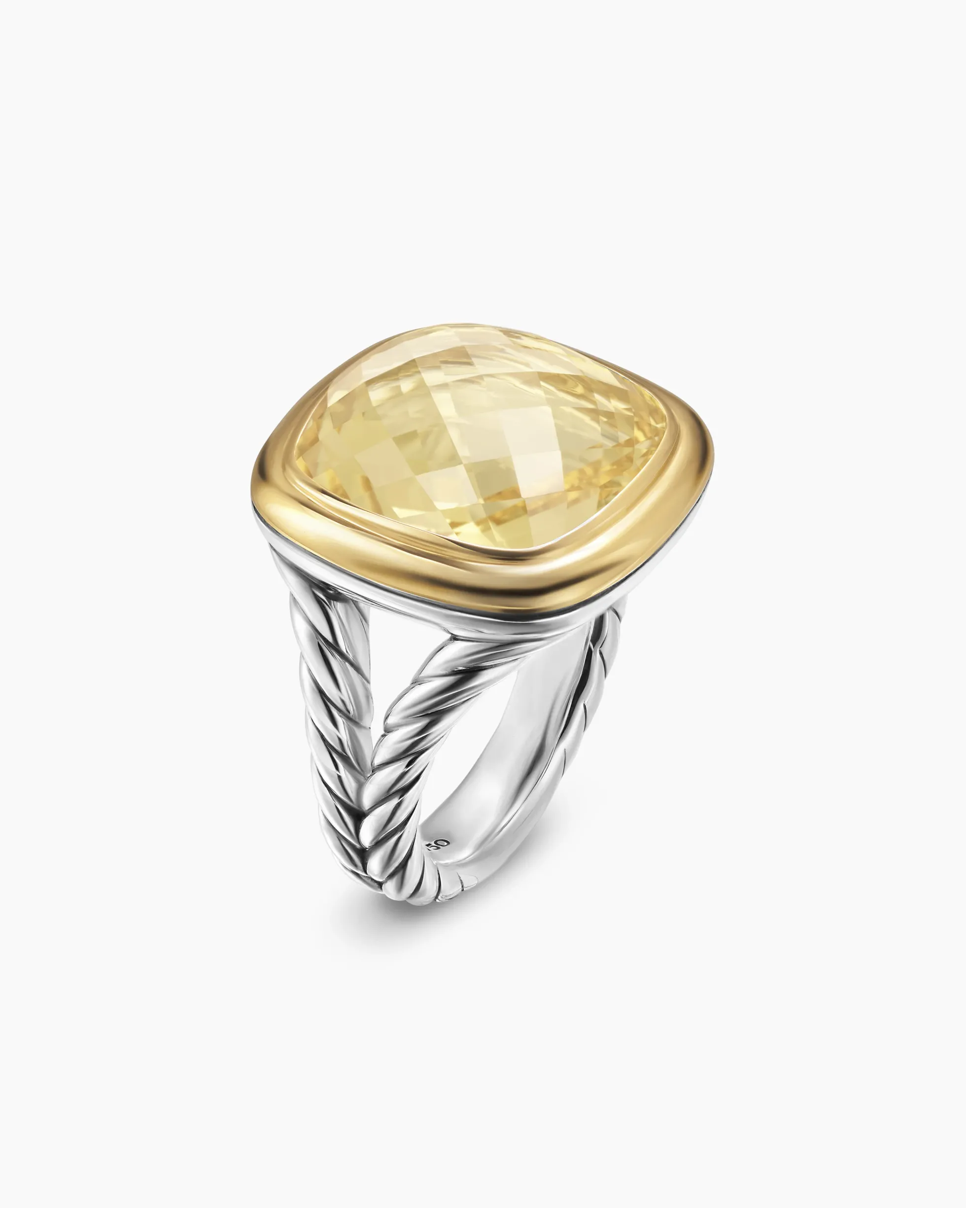 Albion® Ring Sterling Silver with 18K Yellow Gold and Champagne Citrine, 15mm