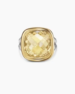 Albion® Ring Sterling Silver with 18K Yellow Gold and Champagne Citrine, 15mm