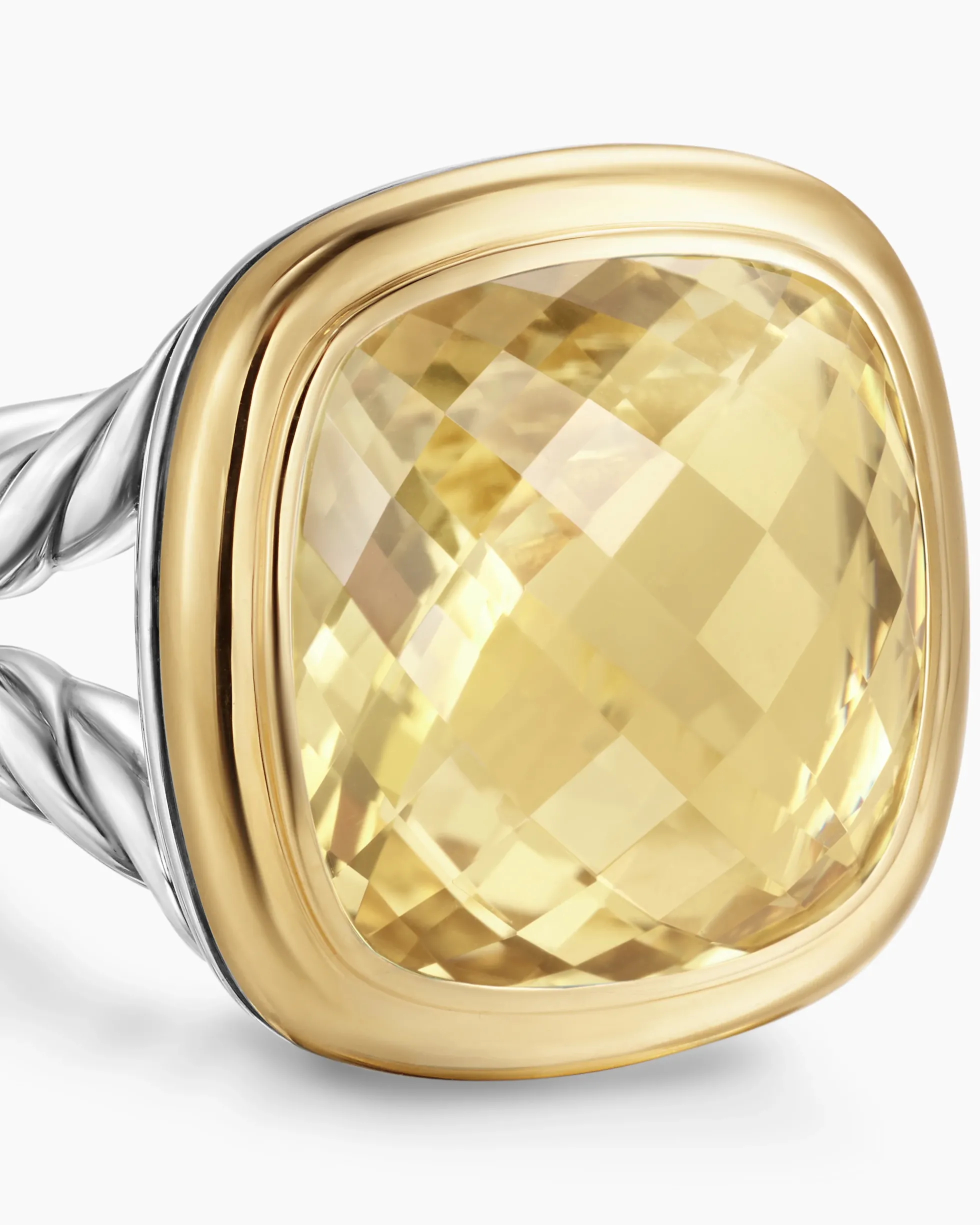 Albion® Ring Sterling Silver with 18K Yellow Gold and Champagne Citrine, 15mm