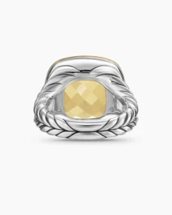 Albion® Ring Sterling Silver with 18K Yellow Gold and Champagne Citrine, 15mm