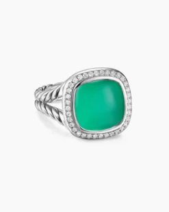 Albion® Ring Sterling Silver with Lagoon Orchid and Diamonds, 11mm