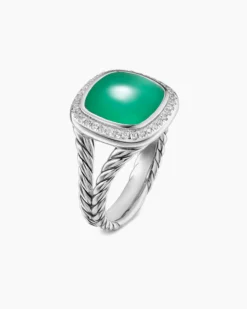 Albion® Ring Sterling Silver with Lagoon Orchid and Diamonds, 11mm