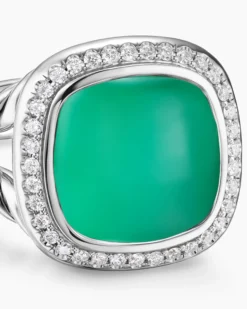 Albion® Ring Sterling Silver with Lagoon Orchid and Diamonds, 11mm