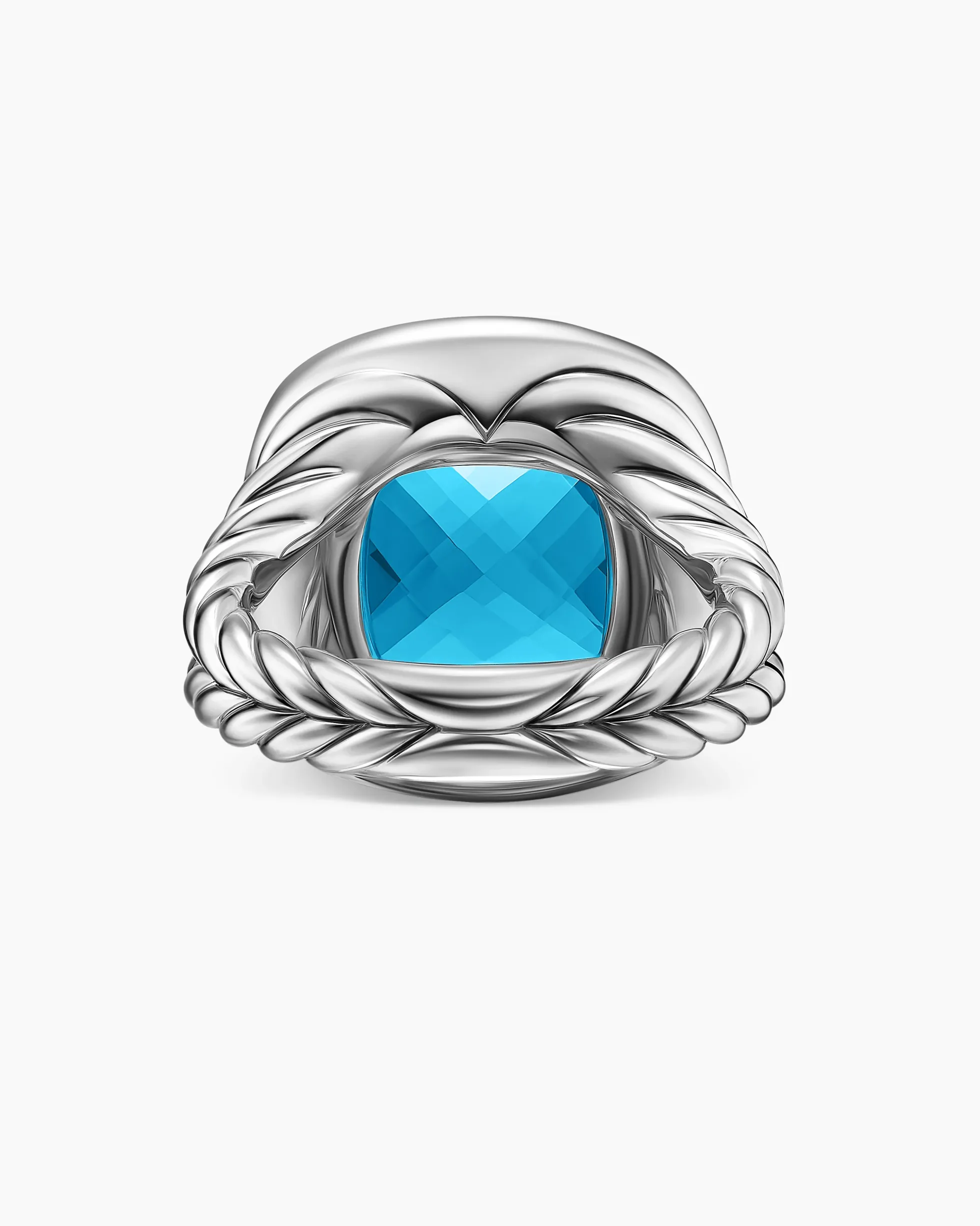 Albion® Ring Sterling Silver with Blue Topaz and Diamonds, 15mm