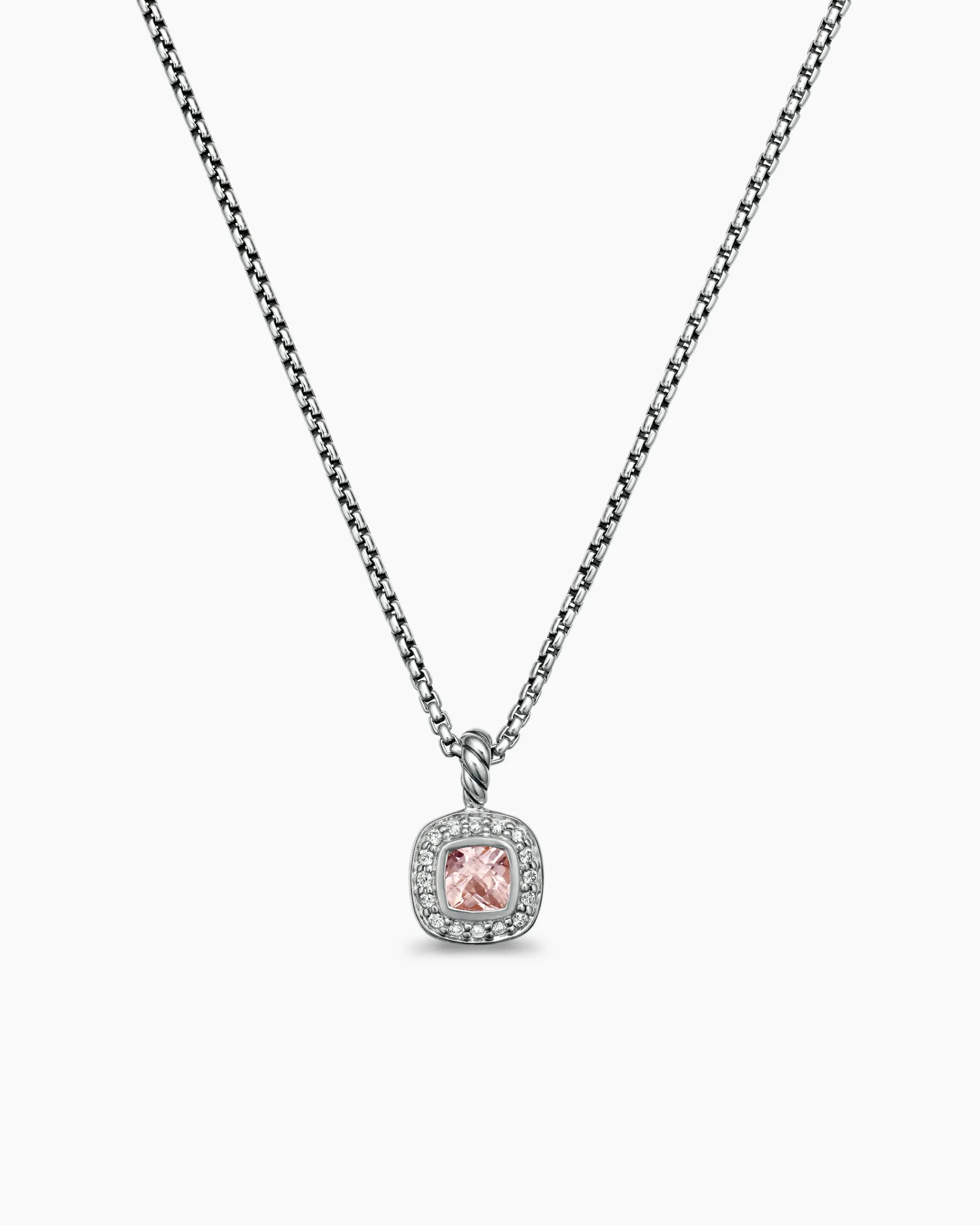 Albion® Teen Pendant Necklace Sterling Silver with Morganite and Diamonds, 4mm