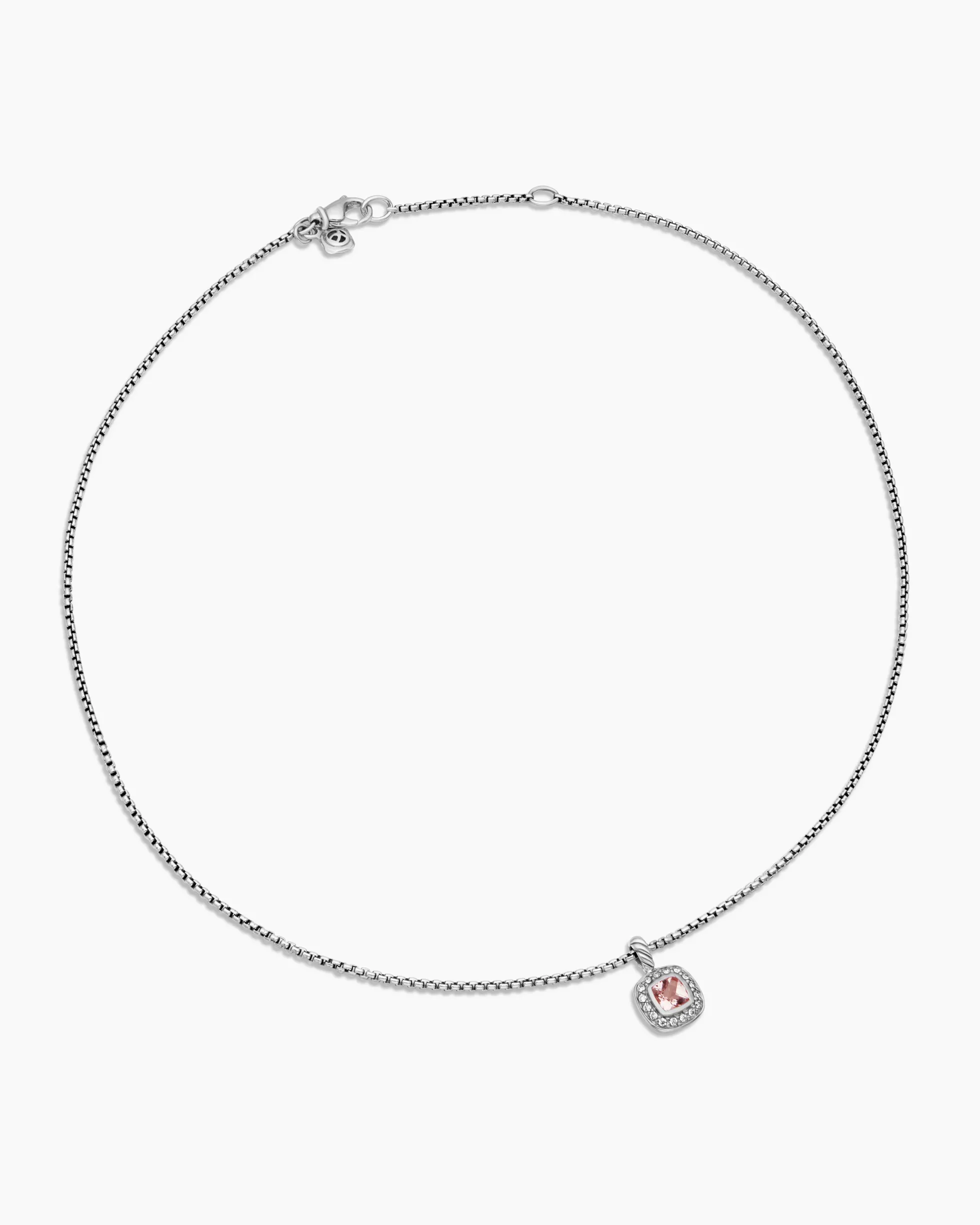 Albion® Teen Pendant Necklace Sterling Silver with Morganite and Diamonds, 4mm