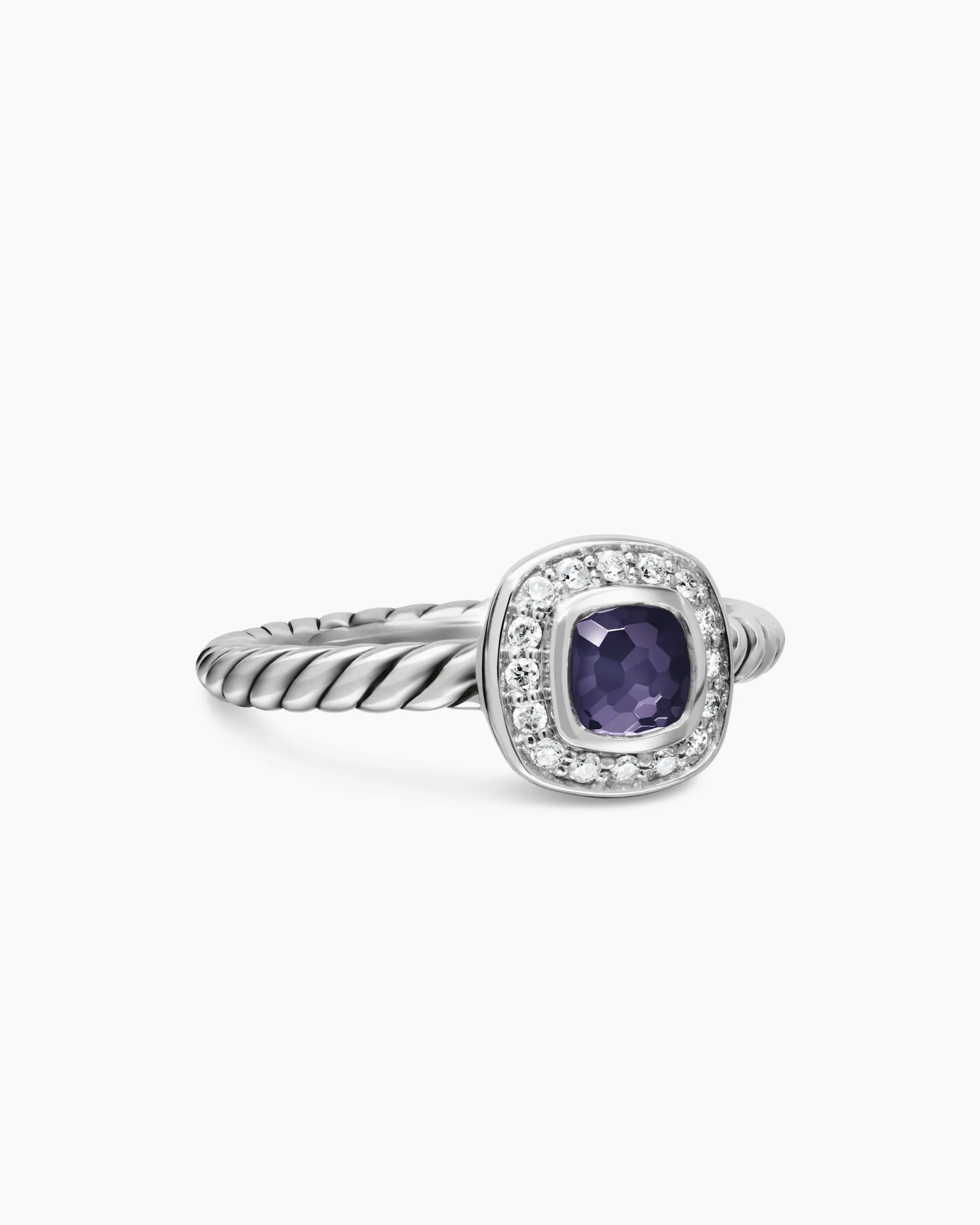 Albion® Teen Ring Sterling Silver with Black Orchid and Diamonds, 4mm