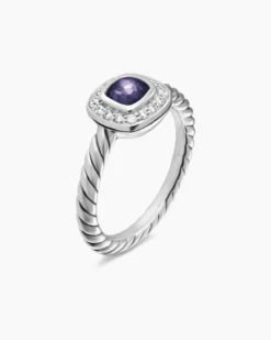 Albion® Teen Ring Sterling Silver with Black Orchid and Diamonds, 4mm
