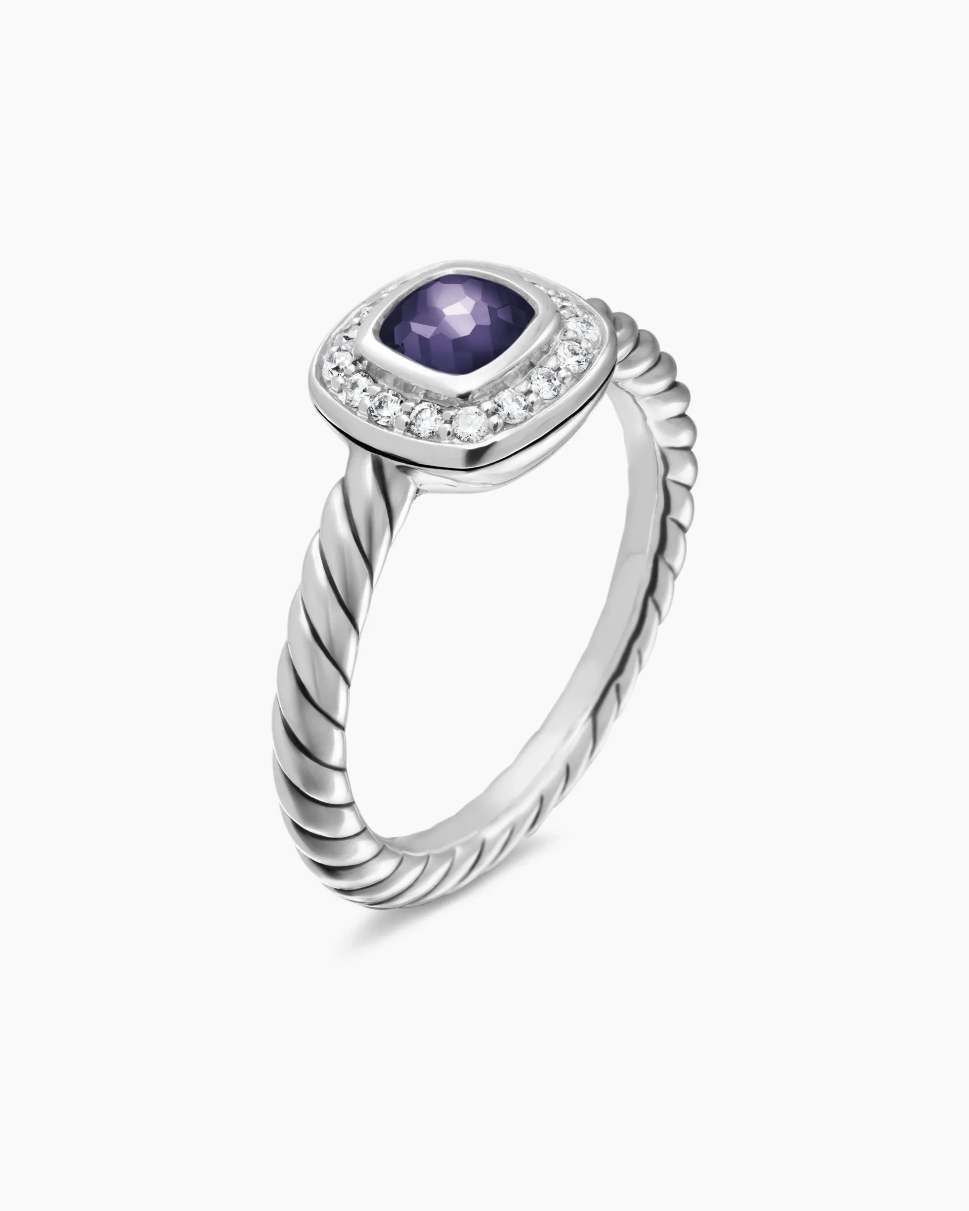 Albion® Teen Ring Sterling Silver with Black Orchid and Diamonds, 4mm
