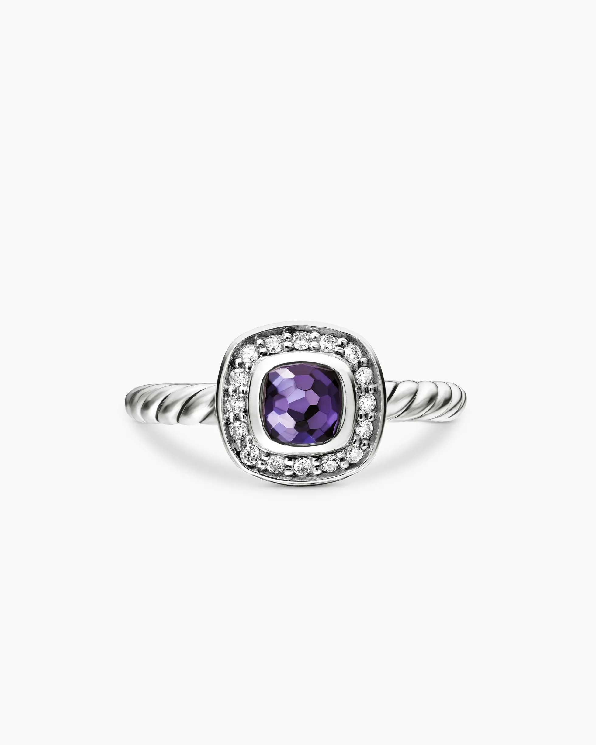 Albion® Teen Ring Sterling Silver with Black Orchid and Diamonds, 4mm