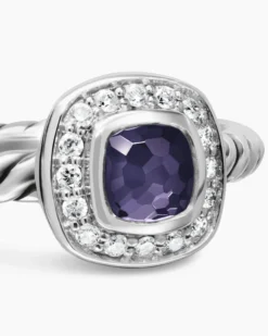 Albion® Teen Ring Sterling Silver with Black Orchid and Diamonds, 4mm