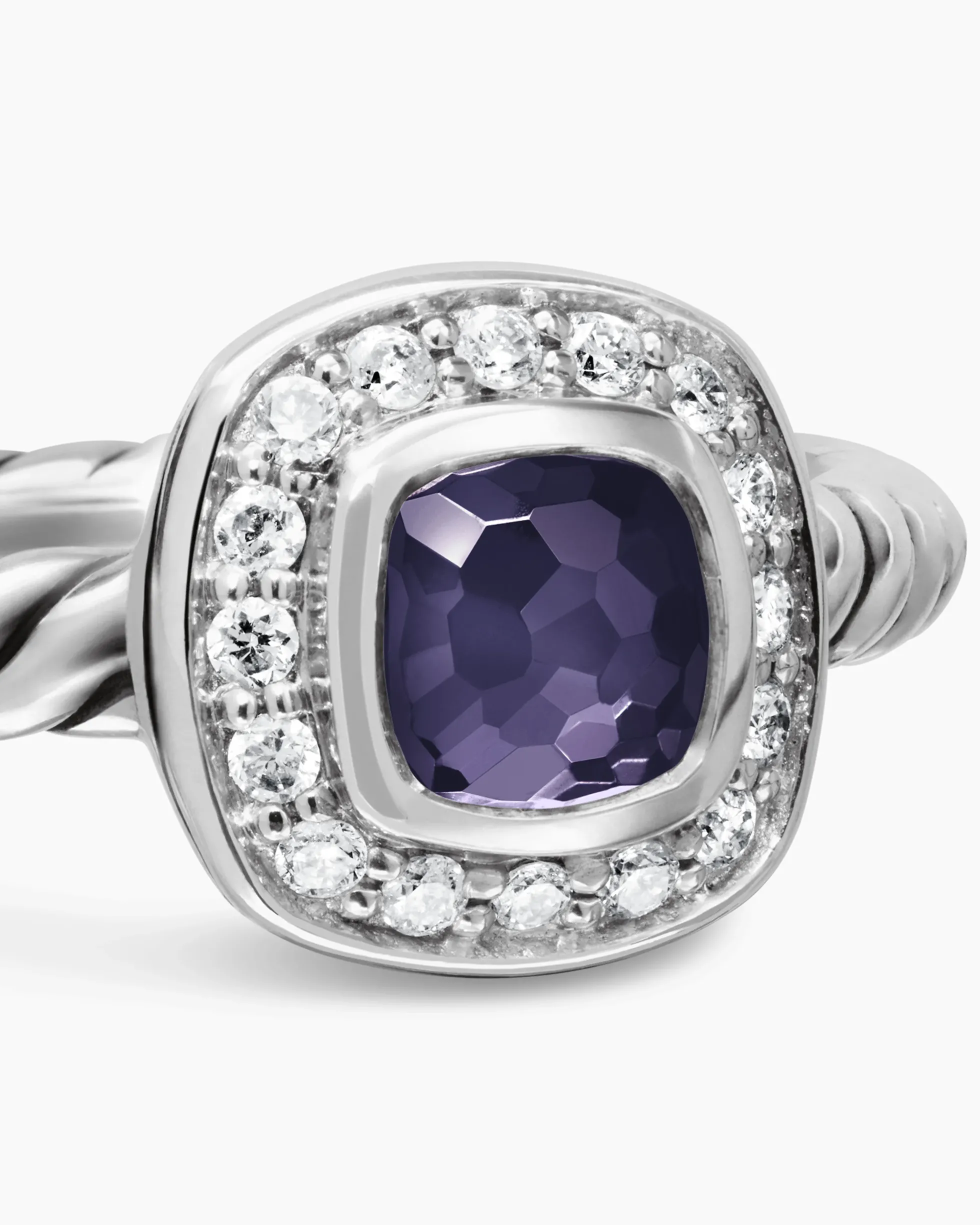 Albion® Teen Ring Sterling Silver with Black Orchid and Diamonds, 4mm
