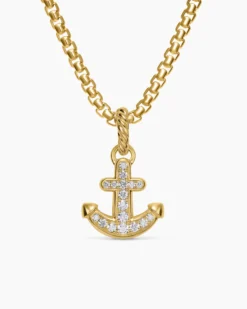 Anchor Amulet 18K Yellow Gold with Diamonds, 14.5mm